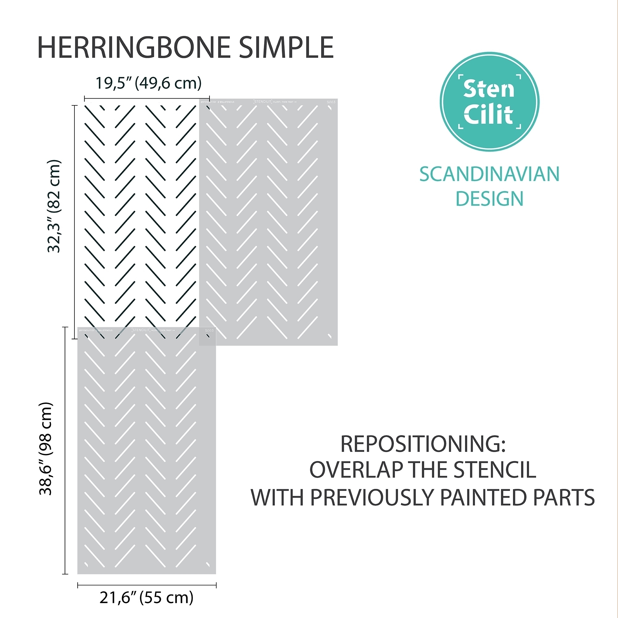 Assos - Herringbone, Wall Stencils for Painting, Stencils For