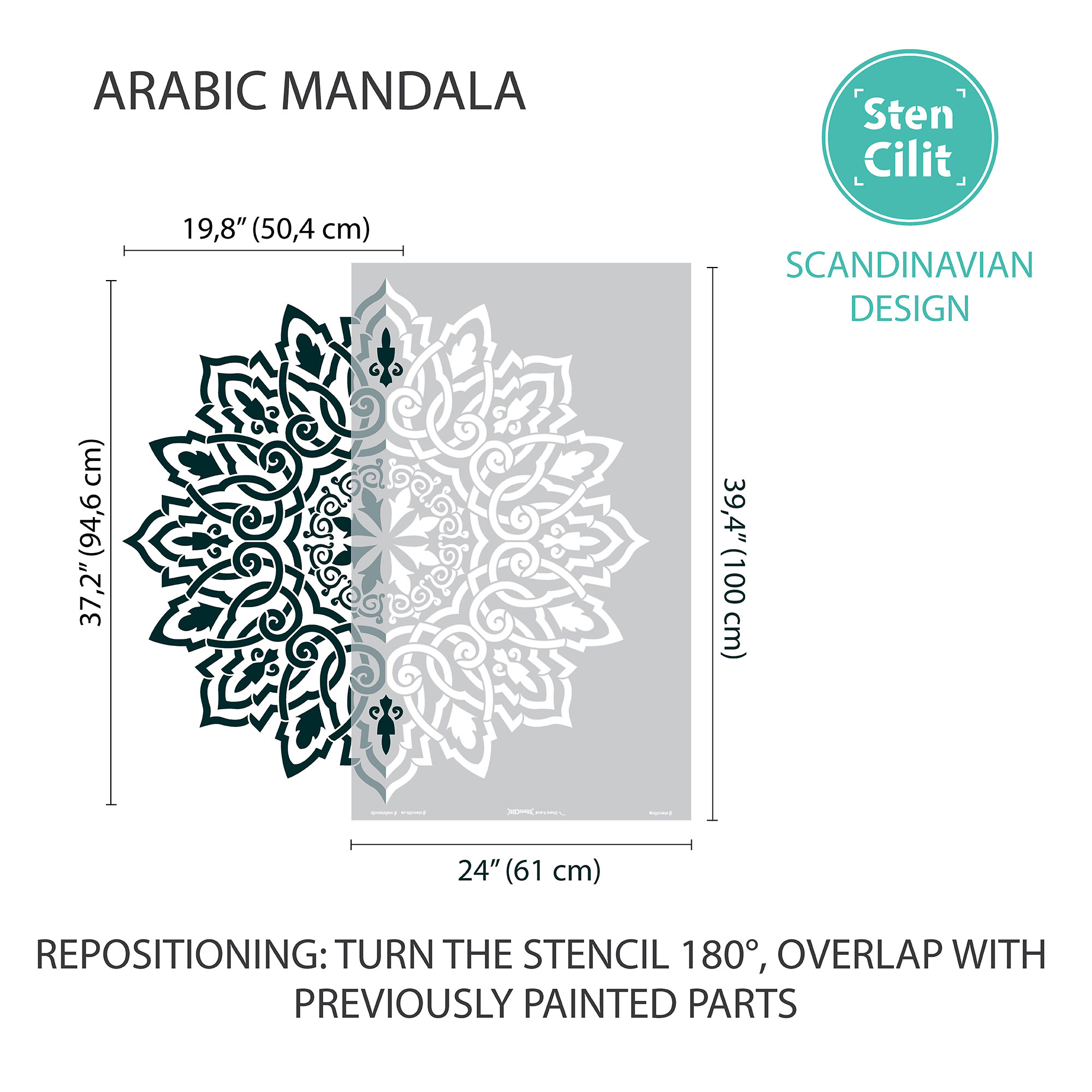 Mandala Stencil for Painting - Largest Mandala Stencils - Reusable Mandala Wall Stencils - Extra Large Stencil for Painting Floor 44